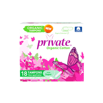Private Organic Super Tampons Unscented 18 Pack