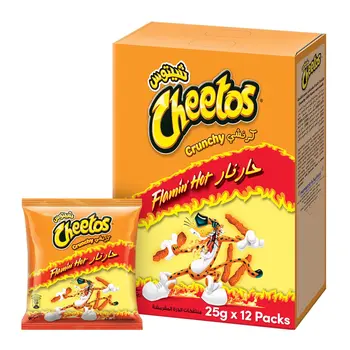 Cheetos Flamin' Hot Crunchy Snacks 12x25g