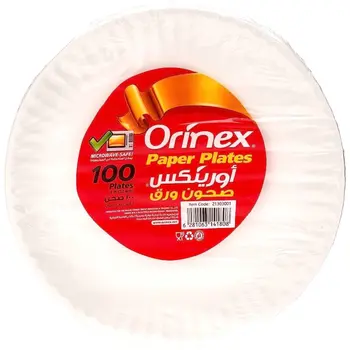 Orinex Microwave-Safe White Paper Plates 100 Pieces