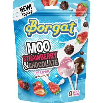 Borgat Moo Strawberry & Chocolate Lollipop 9x18g