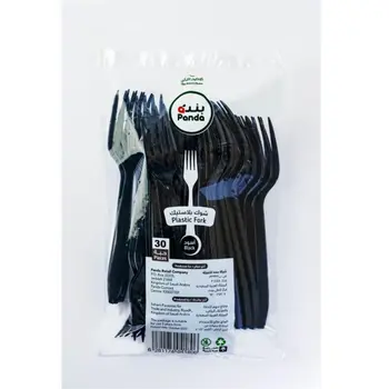 Panda Black Plastic Forks 30 Pieces