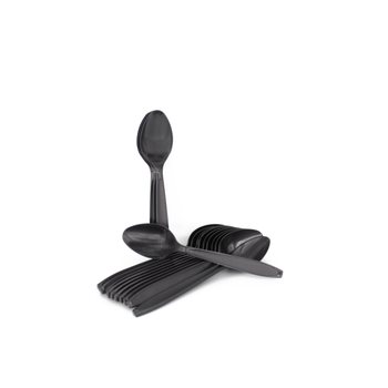 Black Plastic Spoons 50-Pack