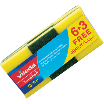 Vileda Tip Top Yellow Dishwashing Sponge 9 Pieces
