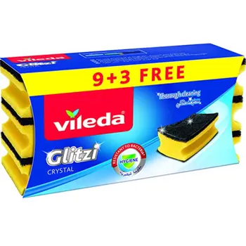 Vileda Glitzi Crystal Dishwashing Sponge 9 Pieces