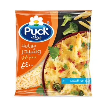 Puck Mozzarella & Cheddar Shredded Cheese 400g