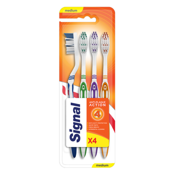 Signal Anti-Plaque Toothbrush 4 Pieces Medium