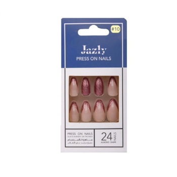 Jazly Glittery Pink Press-On Nails 24 Pieces