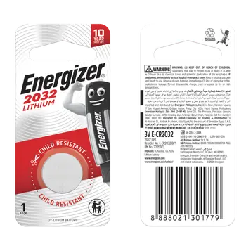 Energizer CR2032 Lithium Coin Battery 10-Year Shelf Life