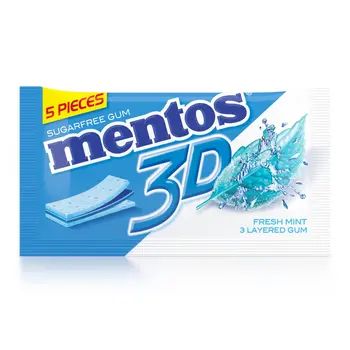 Mentos 3D Fresh Mint Sugar-Free Gum 5x8.5g