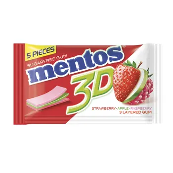 Mentos 3D Strawberry-Apple-Raspberry Sugar-Free Gum 5x8.5g