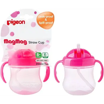 Pigeon MagMag Pink Straw Cup 2-Pack 200ml