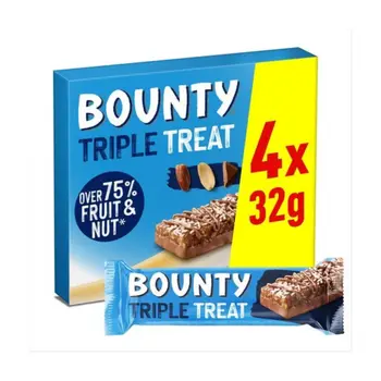Bounty Fruit & Nut Milk Chocolate Snack Bars Multipack 4x 32g