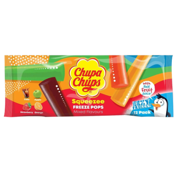Chupa Chups Squeezee Mixed Flavours Freeze Pops 12 Pieces