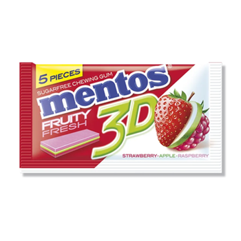 Mentos 3D Strawberry Sugar-Free Gum 5 Pieces