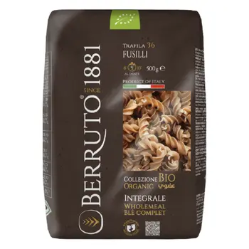 BERRUTO Organic Wholemeal Fusilli Pasta 500g