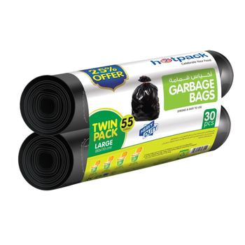 Hotpack Heavy-Duty Black Garbage Bags 30 Pieces