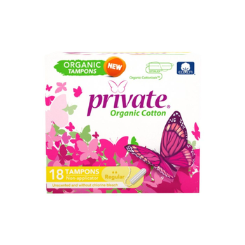 Private Organic Tampon Unscented Regular 18 Pack