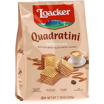 Loacker Quadratini Cappuccino Wafer Cookies 220g