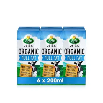 Arla Organic Full Fat Milk 6x200ml
