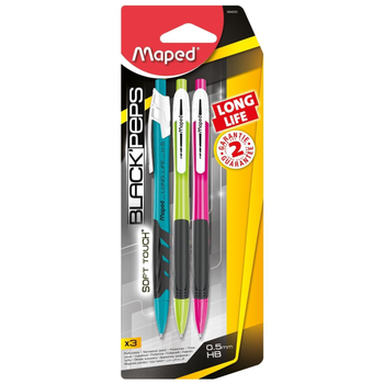 Maped Black'Peps Mechanical Pen Assorted 3 Pieces