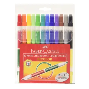 فابر كاستل أقلام ماركر للتلوين قابلة للغسل طرف مزدوج24لون 1قطعة