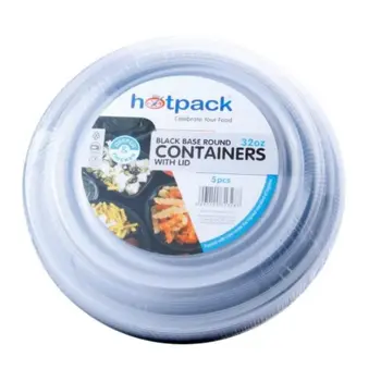 Hotpack Black Round Deep Dish Containers 5x32oz