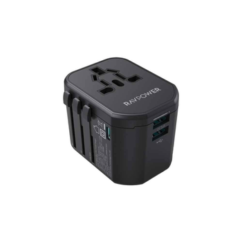 Ravpower Fish Travel Adapter with Type-C Cable Black