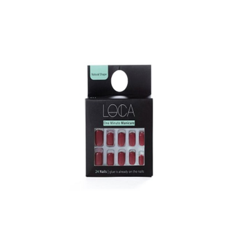 Loca One Minute Manicure Deep Red Nails 24 Pieces