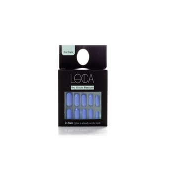 Loca One Minute Manicure Blue Oval Nails 24 Count