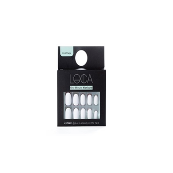 Loca One Minute Manicure Matte White Oval Nails 24 Pieces