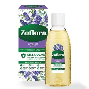 زوفلورا مطهر مركز متعدد الأغراض مضاد للبكتيريا تأثير طويل الأمد برائحة اللافندر 120مل