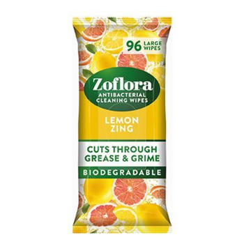 زوفلورا مناديل تنظيف قابلة للتحلل برائحة الليمون المنعش مضادة للبكتيريا للأسطح المتعددة تقتل 99.9% من البكتيريا والفيروسات عبوة واحدة تحتوي على 96حبة