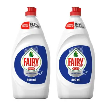 فيري بلس صابون سائل مضاد للبكتيريا لغسيل الصحون مع قوة بديلة للتبييض 2×800مل