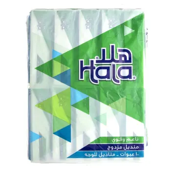 هلا مناديل للوجه طبقتين 10 × 180ورقة