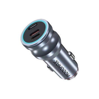 موج ماكس راس شاحن سياره 65 وات بثلاث منافذ لون سلفر لامع 1قطعة