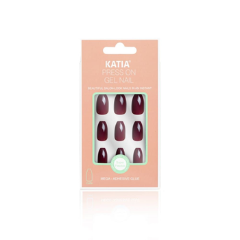 Katia Coffin Red Press-On Gel Nails