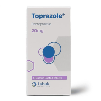 Tabuk Toprazole 20mg Enteric-Coated Tablets 15 Count