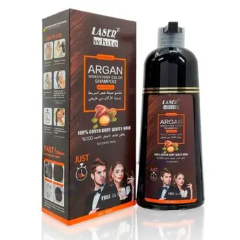 ليزر وايت شامبو صبغة شعر بزيت الارغان بني 420 مل