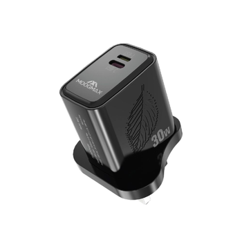 موج ماكس راس شاحن مبتكر بقوة بمنفذين شحن تايب سي اسود 30وات 1قطعة