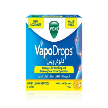 Vicks Honey Lemon VapoDrops Lozenges 36Tablets