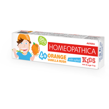 أستيرا معجون اسنان هوموباسيكا للأطفال بالبرتقال والفانيليا 4 سنوات فما فوق 50مل