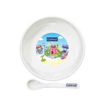 Optimal Non-Slip Feeding Plate with Spoon White