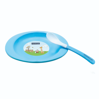 Optimal Blue Feeding Plate with Spoon 4M+