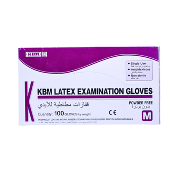 كيه بي ام قفازات مطاطية للأيدي مقاس وسط 100قطعة
