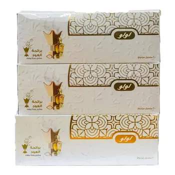 لولو مناديل وجه بيضاء معطرة بالعود طبقتين 200قطعة
