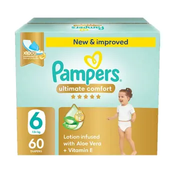 بامبرز حفاضات راحة متكاملة 6 مقاس 60قطعة