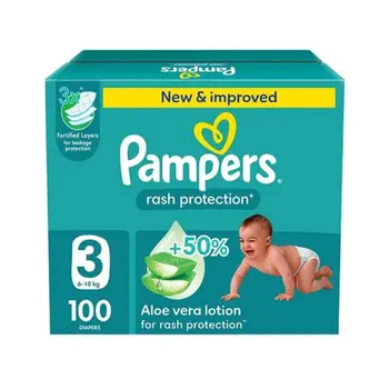 بامبرز حماية من الطفح الجلدي مقاس 3-6-10 صندوق جامبو 100قطعة