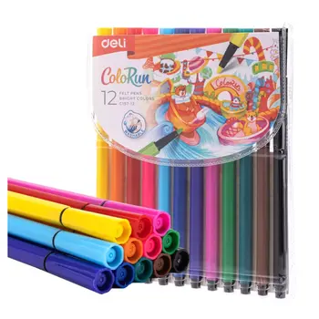 Deli ColoRun Bright Washable Felt Pens 12 Pieces