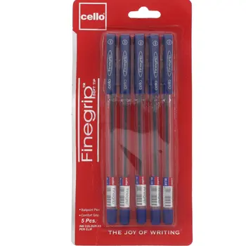 Cello Finegrip Blue Ballpoint Pens 5 Pieces
