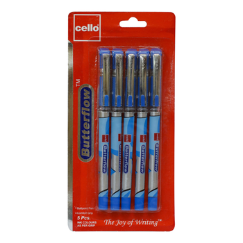 تشيلو قلم حبر جاف 0.7 ملم باللون الأزرق الفاتح 5قطع